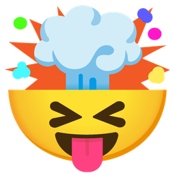 squinting face with tongue and exploding head