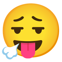 squinting face with tongue and face exhaling