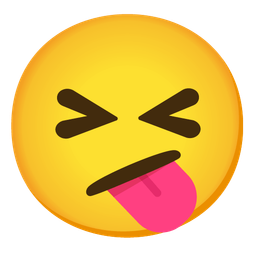 squinting face with tongue and face with diagonal mouth