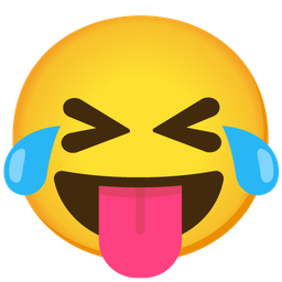 Squinting face with tongue and Face with tears of joy