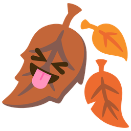 squinting face with tongue and fallen leaf