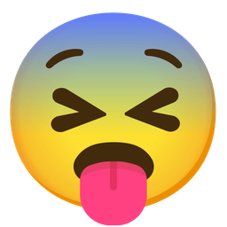 squinting face with tongue and fearful face
