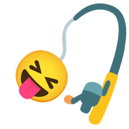 squinting face with tongue and fishing pole