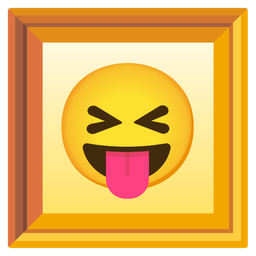 squinting face with tongue and framed picture