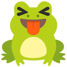 squinting face with tongue and frog