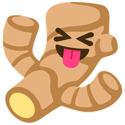 squinting face with tongue and ginger root