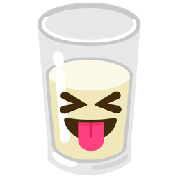 squinting face with tongue and glass of milk