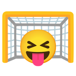 squinting face with tongue and goal net