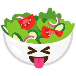 squinting face with tongue and green salad