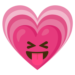 squinting face with tongue and growing heart