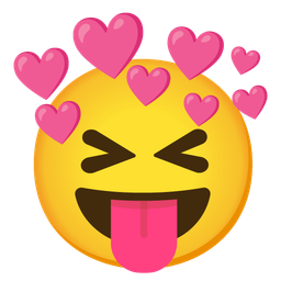 squinting face with tongue and heart with arrow