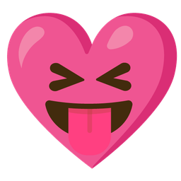 squinting face with tongue and heart with ribbon