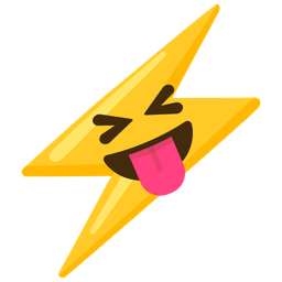 squinting face with tongue and high voltage