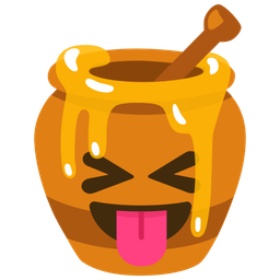 squinting face with tongue and honey pot