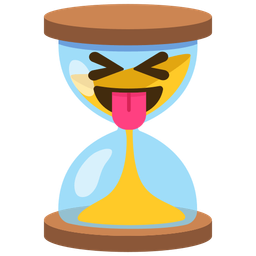 squinting face with tongue and hourglass not done