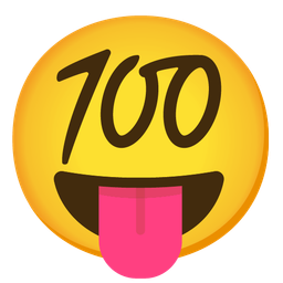 squinting face with tongue and hundred points