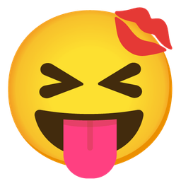 squinting face with tongue and kiss mark