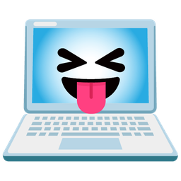 squinting face with tongue and laptop
