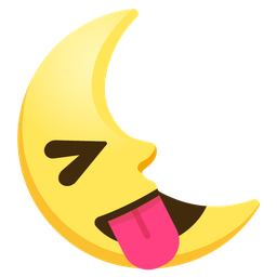 squinting face with tongue and last quarter moon face