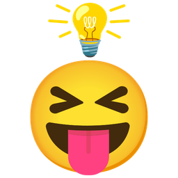 squinting face with tongue and light bulb