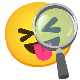 squinting face with tongue and magnifying glass tilted right