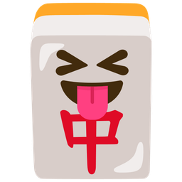 squinting face with tongue and mahjong red dragon