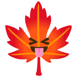 squinting face with tongue and maple leaf