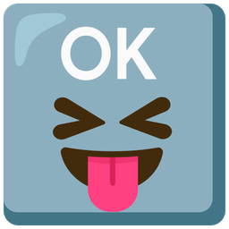 squinting face with tongue and OK button