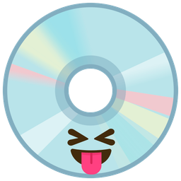 squinting face with tongue and optical disk
