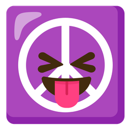 squinting face with tongue and peace symbol