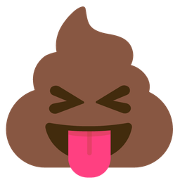 squinting face with tongue and pile of poo