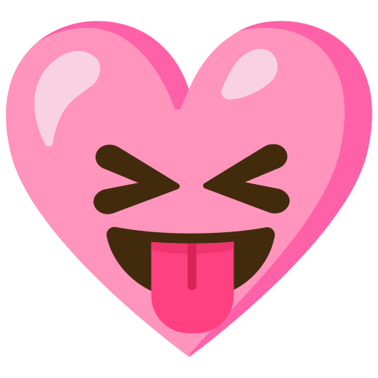 Squinting face with tongue and Pink heart