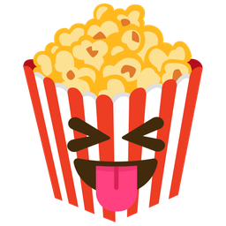 squinting face with tongue and popcorn