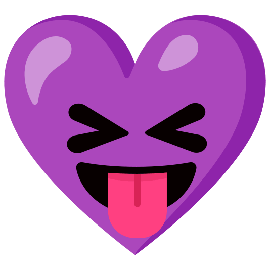 Squinting face with tongue and Purple heart