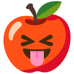 squinting face with tongue and red apple