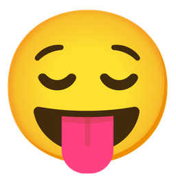 squinting face with tongue and relieved face