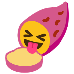 squinting face with tongue and roasted sweet potato