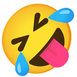 Squinting face with tongue and Rolling on the floor laughing