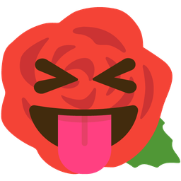 squinting face with tongue and rose