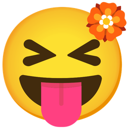 squinting face with tongue and rosette