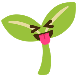 squinting face with tongue and seedling