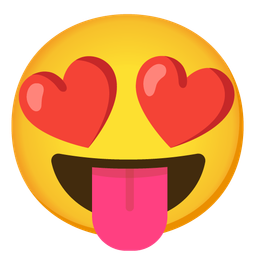 Squinting face with tongue and Smiling face with heart-eyes