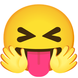 Squinting face with tongue and Smiling face with open hands