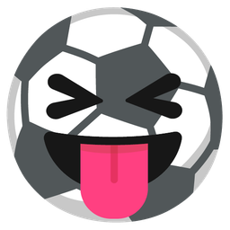 squinting face with tongue and soccer ball