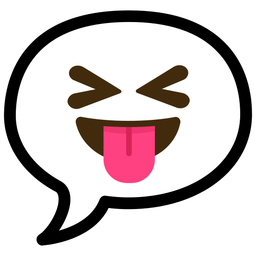 squinting face with tongue and speech balloon