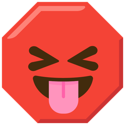 squinting face with tongue and stop sign