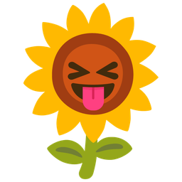squinting face with tongue and sunflower