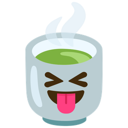 squinting face with tongue and teacup without handle