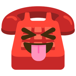 squinting face with tongue and telephone
