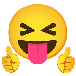 squinting face with tongue and thumbs up